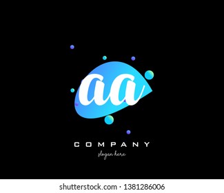 AA initials handwriting letters logo with colorful shape background - Vector 