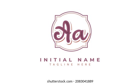 Aa Initials, handwriting logo vector