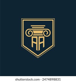 AA Initials Law Firm Logo Lawyer logo with creative law element