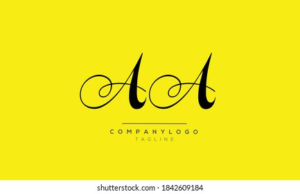 Diseño del logotipo del alfabeto de texto con letras monográficas AA