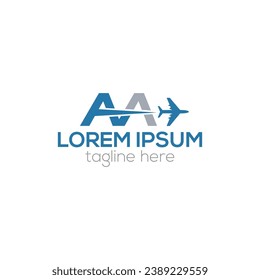 AA letter aviation air plane logo design vector template