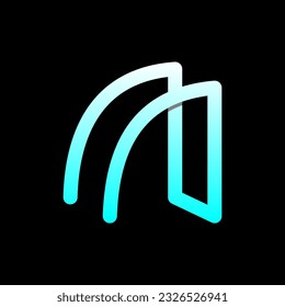 AA Letter Initial Logo Design Template Vector Illustration.  Blue typography on Black Background