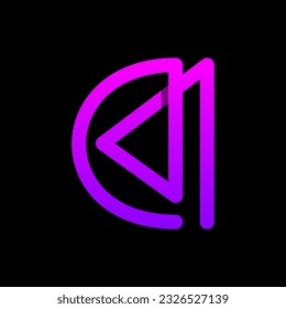 Ilustración de vectores de plantillas de diseño de logotipo inicial de una carta.  Tipografía púrpura sobre fondo negro