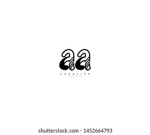 aa letter linear shape style monogram with stripes logotype