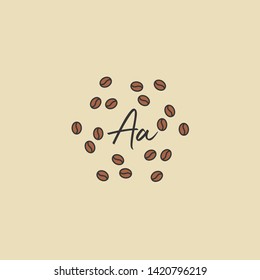 AA letter Logo. Abstract logo with coffee beans linear