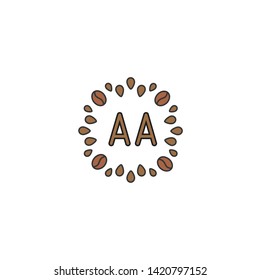 AA letter Logo. Abstract logo with coffee beans linear