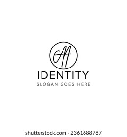 Diseño creativo del logo de una carta con gráfico vectorial, logotipo simple y moderno de AA.