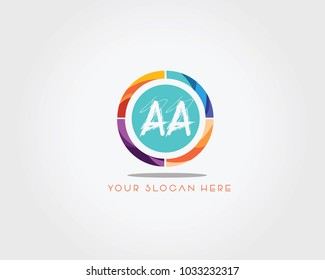 AA Letter Logo Design With Circle Colorful