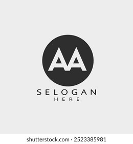 AA AA Letra Diseño de logotipo en el medio de un círculo, creativo mínimo AA AA Monograma. monograma de logotipo de Vector abstracto. letra inicial A Ilustración vectorial de diseño de logotipo. alfabeto de letras de monograma abstracto