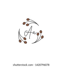 AA letter Logo. A initial logo with branch and coffee beans design Templates,  for restaurant and banner and poster