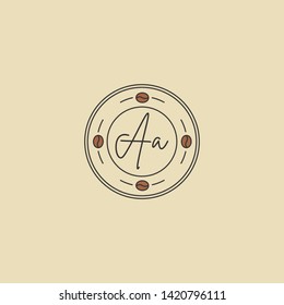 AA letter Logo. A initial logo with coffee bean Signs or Logo Templates,  for food and drink restaurant, cafe, coffee shop, banner and poster