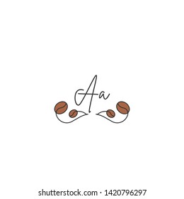 AA letter Logo. A initial logo with coffee bean Signs or Logo Templates,  for food and drink restaurant, cafe, coffee shop, banner and poster