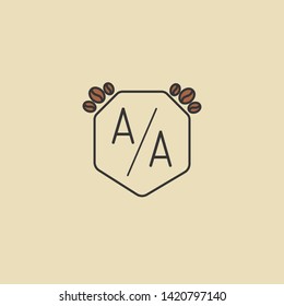 AA letter Logo. A initial logo with coffee bean Signs or Logo Templates,  for food and drink restaurant, cafe, coffee shop, banner and poster