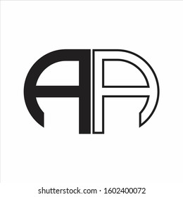 AA Letter logo monogram with oval shape negative space design template white background