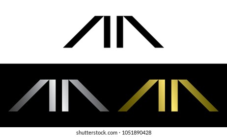 AA letter logo simple design. silver and gold colored
