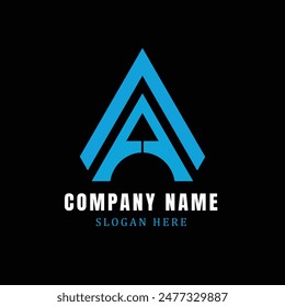 AA letter logo template design on simple black background with blue color. AA letter logo. Letter Logo Design. Letter Logo Template. Vector EPS 10.
