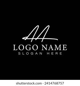 Aa letter logo vector luxury style handwriting  black icon and signature.