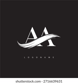 AA Letter Monogram Logo with Brush Stroke for Modern Brand Identity