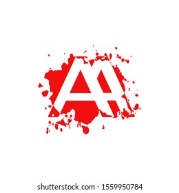 AA Letter Splatter logo.  Abstract Design concept blood splash  with hidden letter double A  logo icon for initial, company identity and more brands.