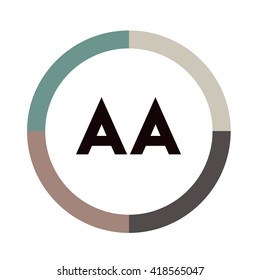 AA letters, four colors in abstract background logo, design identity in circle, alphabet letter