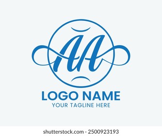 Tipografía del Vector del diseño del logotipo de AA y concepto creativo del logotipo de la letra