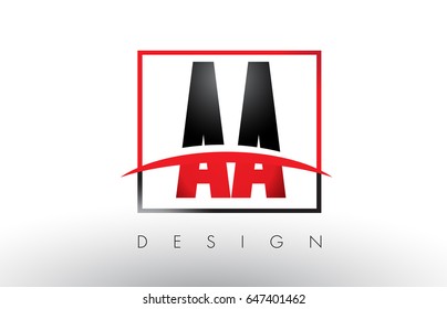 AA A Logo Letters with Red and Black Colors and Swoosh. Creative Letter Design Vector.