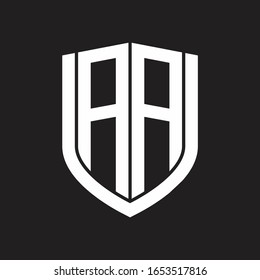 AA Logo monogram with emblem shield design isolated on black background
