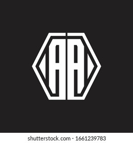 Monograma de logotipo con plantilla de diseño redondeado de línea hexagonal