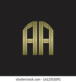 AA Logo monogram outline style linked isolated with gold colors