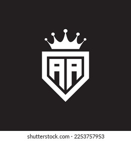 AA logo monogram symbol shield with crown shape design vector