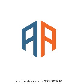 AA logo vector illustration. Letter AA hexagonal logo isolated on White Background