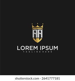 AA luxury letter monogram for crown and shield logo design