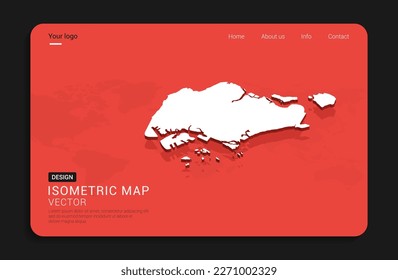 AA map red isolated on dark background with 3d world map isometric vector illustration.