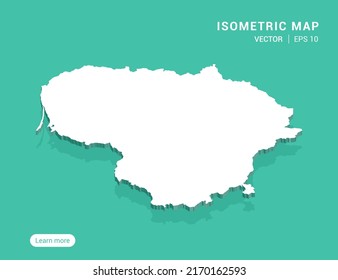 Eine Karte weiß auf grünem Hintergrund mit 3D-isometrischer Vektorgrafik.
