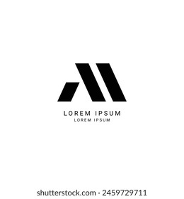 AA Minimalist Logo Design,  Letter AA, Black and White Color Abstract letter icon AV logo. A A.