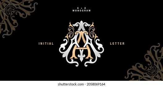 AA monogram classic style, AA initial Wedding of minimalist model, elegance applicable for invitation, letterpress, jewelry, boutique and creative templates.