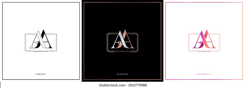 AA monogram, AA initial wedding, AA logo company, AA icon business, corporate sign with variation three colors designs for 
alphabetical marriage name, brand name, initial couple, font letter symbolic