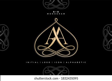 AA monogram, AA initial Wedding , Aa logo company and icon business, sign, symbol with variation three designs of minimal, elegance, colorful for fashion, jewelry, boutique and creative templates 