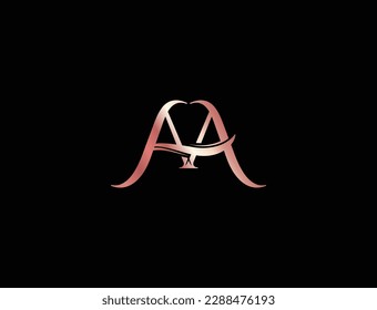 AA monogram, AA initial wedding, AA logo company, AA icon business, corporate sign with variation three colors designs for alphabetical marriage name, brand name, initial couple, font letter symbolic