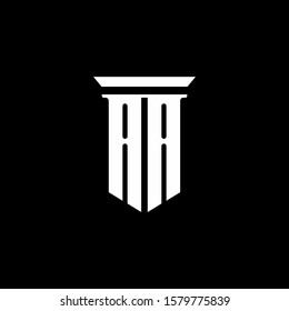 AA monogram logo with emblem style isolated on black background