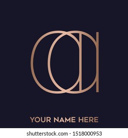 AA monogram logo.Lines typographic icon with lowercase overlapped letter a.Lettering beauty sign in rose gold metallic color isolated on dark background.Alphabet initials.Characters luxury shapes.