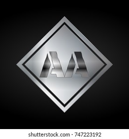 AA Monogram, Silver Logo, Metal Logo, Luxury, Elegant, Abstract, square