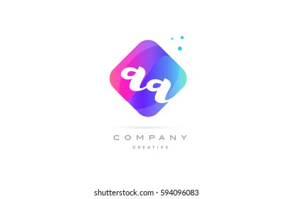 aa a  pink blue rhombus abstract 3d alphabet company letter text logo hand writting written design vector icon template 