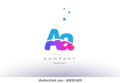 aa a  pink purple blue white uppercase lowercase modern creative alphabet gradient company letter logo design vector icon template