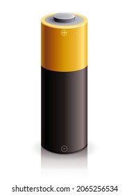 AA size electric battery isolated with a reflection on a white background