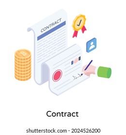 Aa well designed 3d illustration of contract 