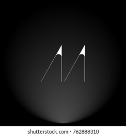 AA White thin minimalist LOGO Design with Highlight on Black Background.