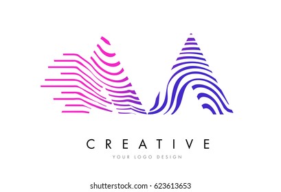 AA A Zebra Letter Logo Design with Black and White Stripes Vector