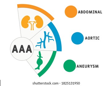 AAA - Abdominal Aortic Aneurysm acronym, medical concept background. vector illustration concept with keywords and icons. lettering illustration with icons for web banner, flyer, landing page