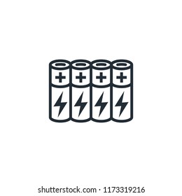 Icono de contorno de conjunto de baterías AAA. Imagen de cliente aislada en fondo blanco